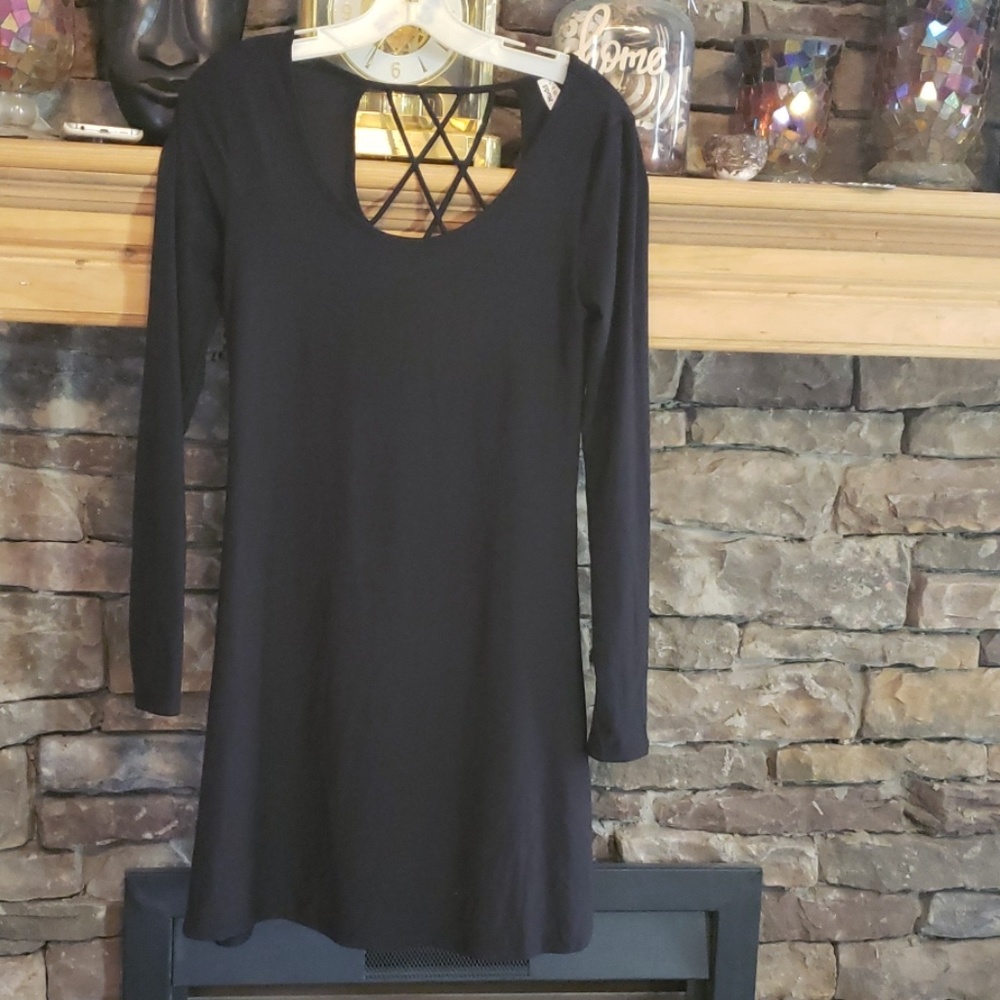 ADORABLE BLACK DRESS WITH BACK CROSS SZ S
